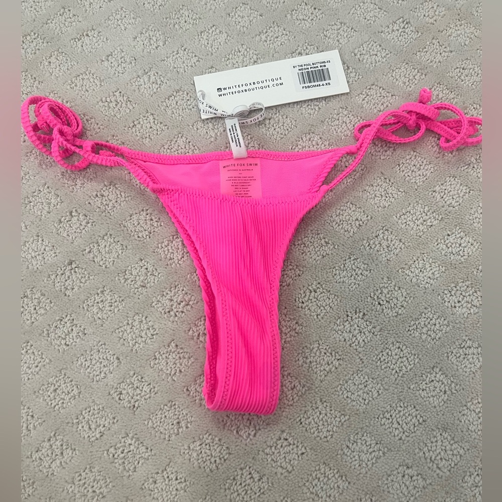 White Fox By The Pool Bottoms in Neon Pink Rib